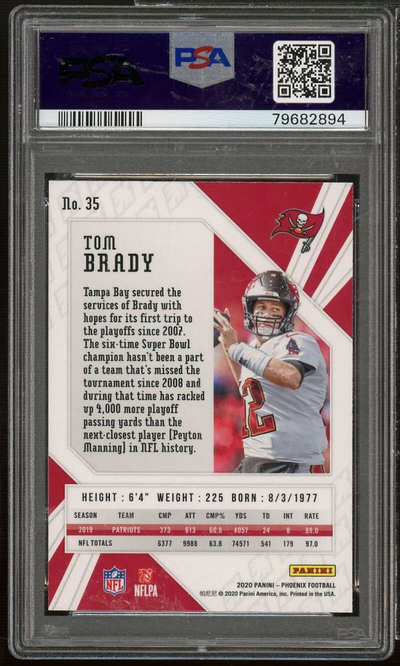 Tom Brady Card 2020 Panini Phoenix Fire Burst #35 PSA 9 Image 2