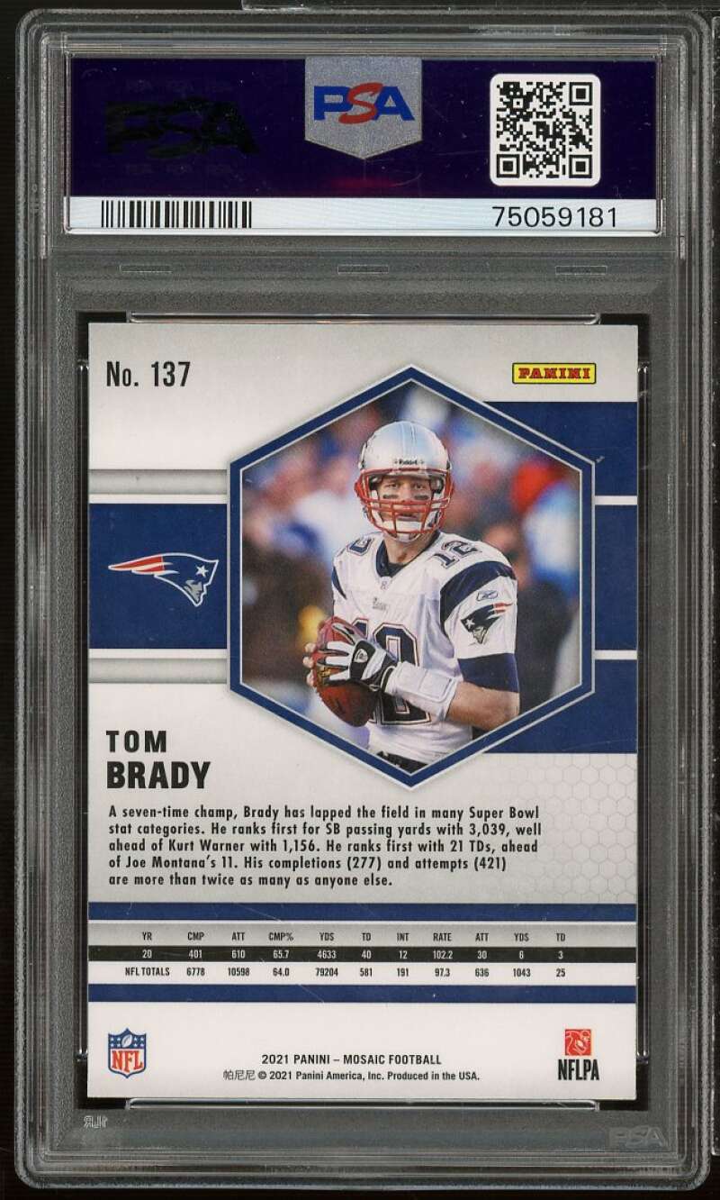 Tom Brady Card 2021 Mosaic #137 PSA 10 Image 2