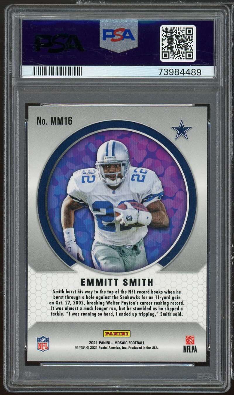 Emmitt Smith Card 2021 Mosaic Men Of Mastery #MM16 PSA 10 Image 2