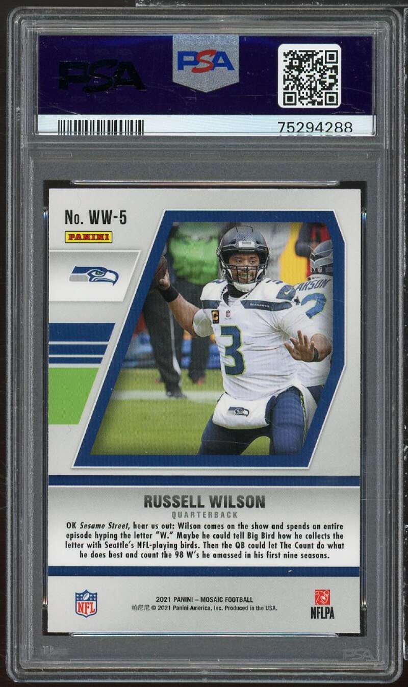 Russell Wilson Card 2021 Mosaic Will To Win #WW5 PSA 10 Image 2