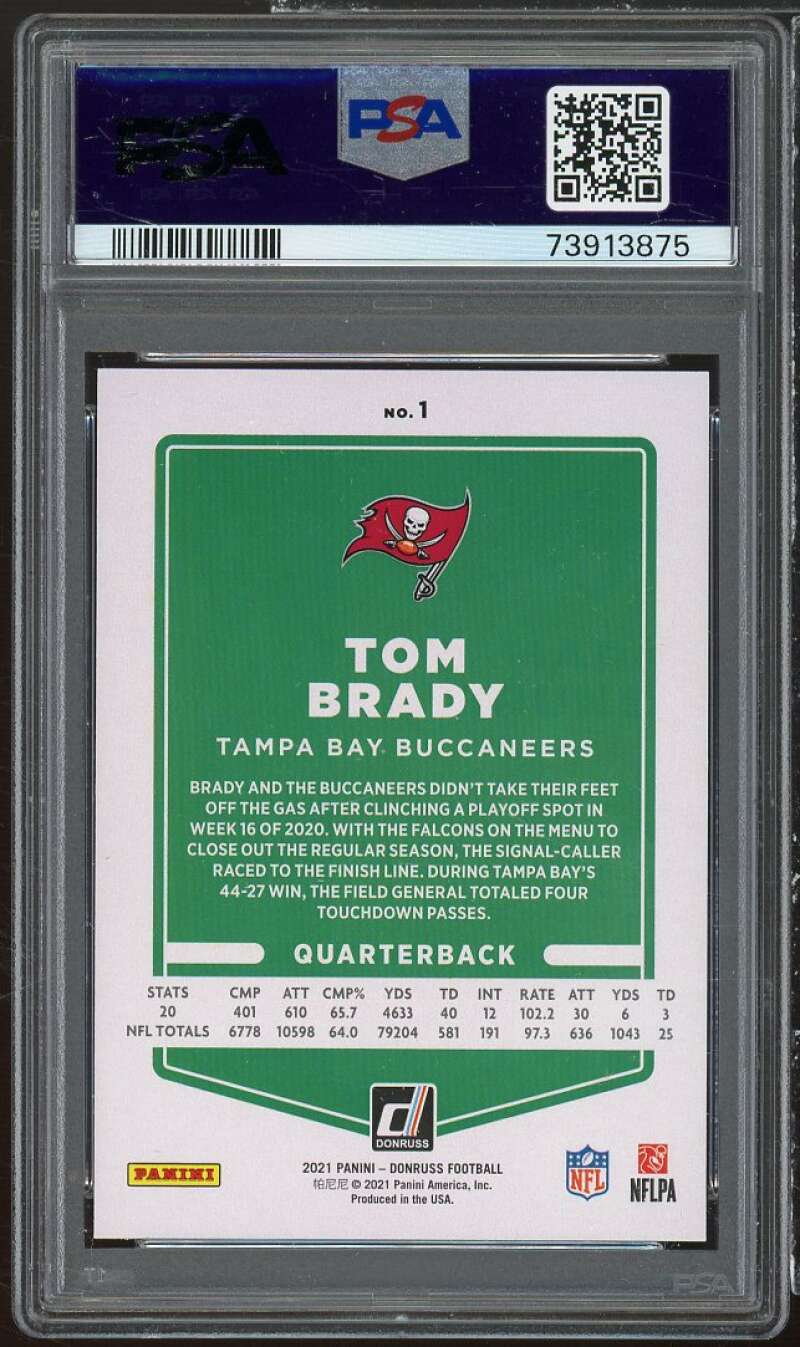 Tom Brady Card 2021 Donruss Variaton #1 PSA 10 Image 2