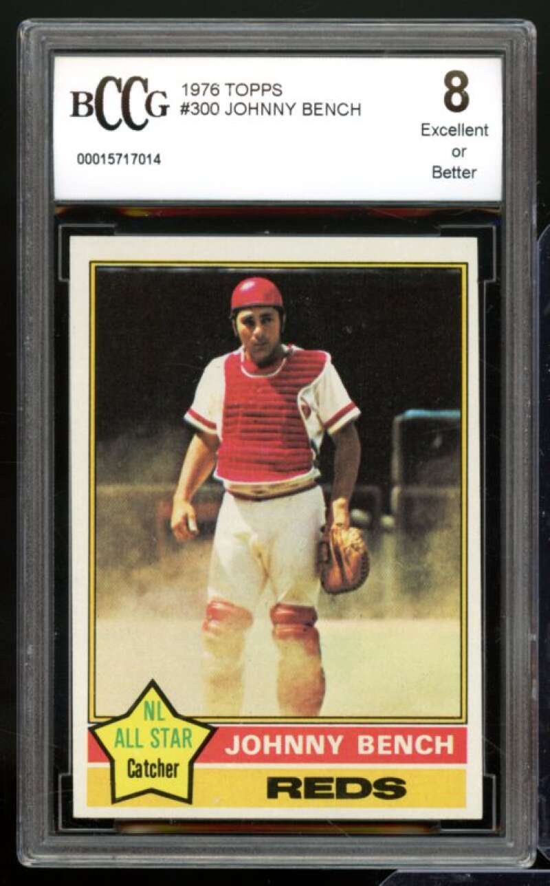 1976 Topps #300 Johnny Bench Card BGS BCCG 8 Excellent+ Image 1