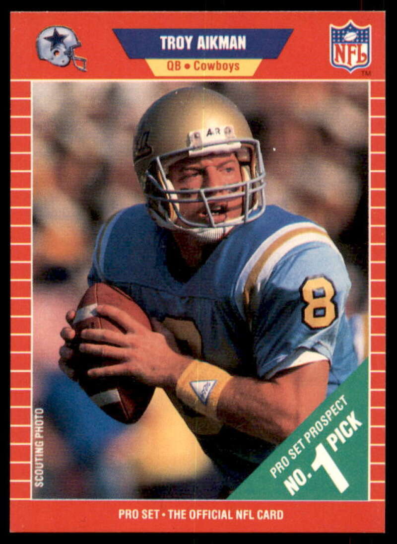 Troy Aikman Rookie Card 1989 Pro Set #490  Image 1