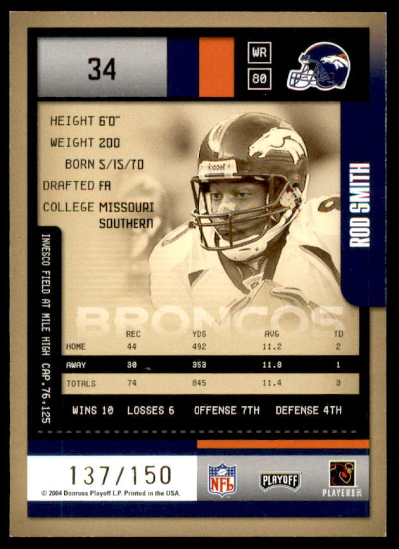 Rod Smith Card 2004 Playoff Contenders Playoff Ticket #34  Image 2