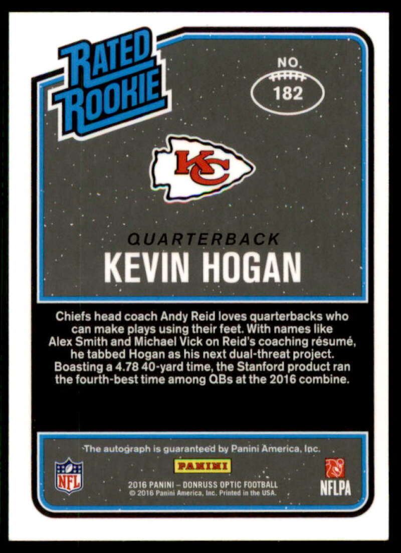 Kevin Hogan Card 2016 Donruss Optic Rated Rookies Autographs Bronze #182  Image 2