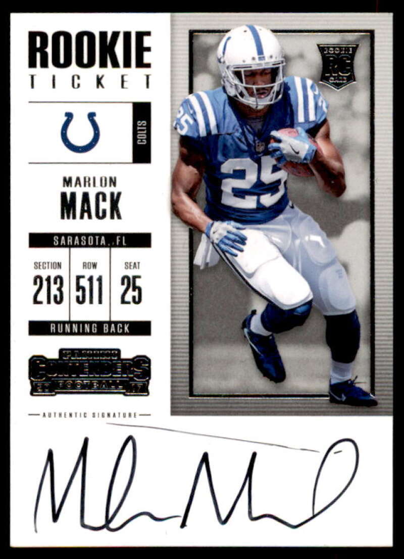 Marlon Mack AU Rookie Card 2017 Panini Contenders #314  Image 1