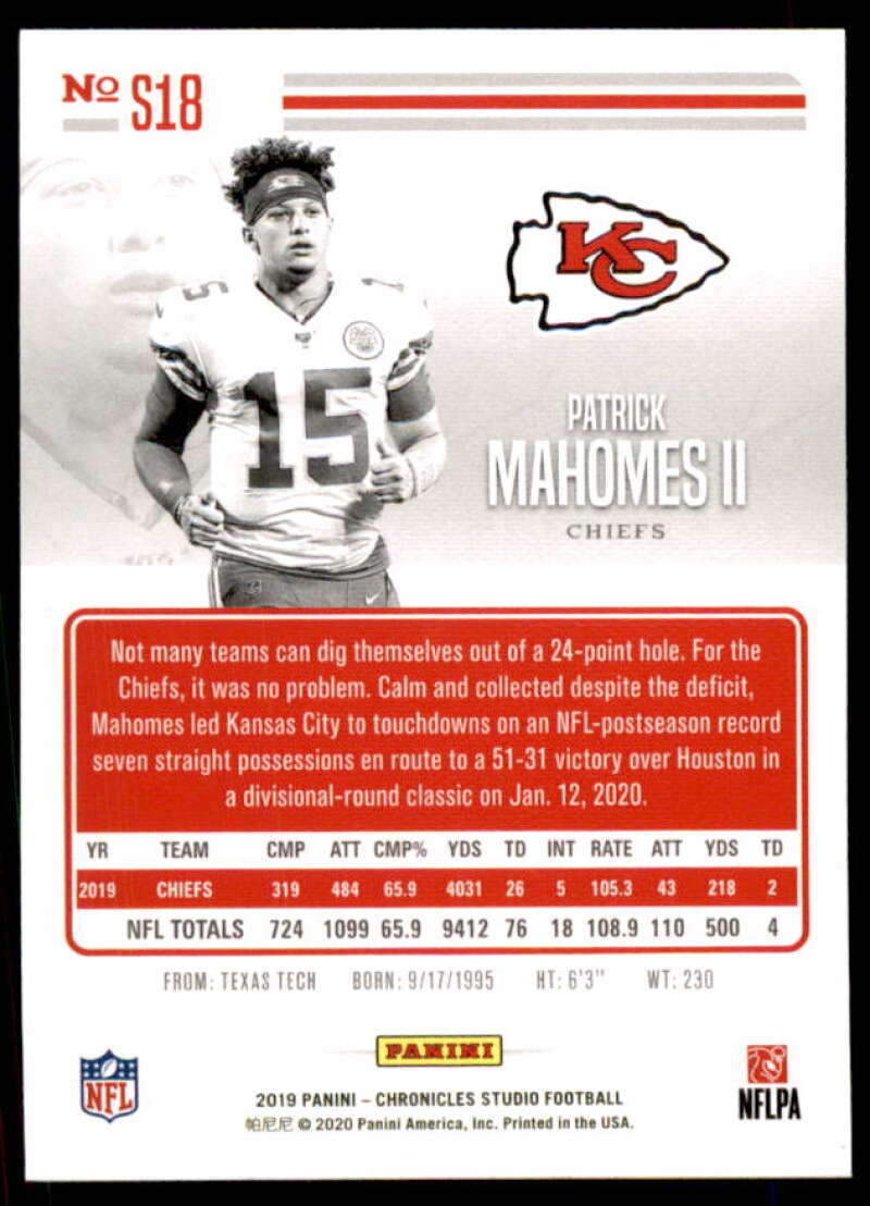 Patrick Mahomes II Card 2019 Studio #18  Image 2