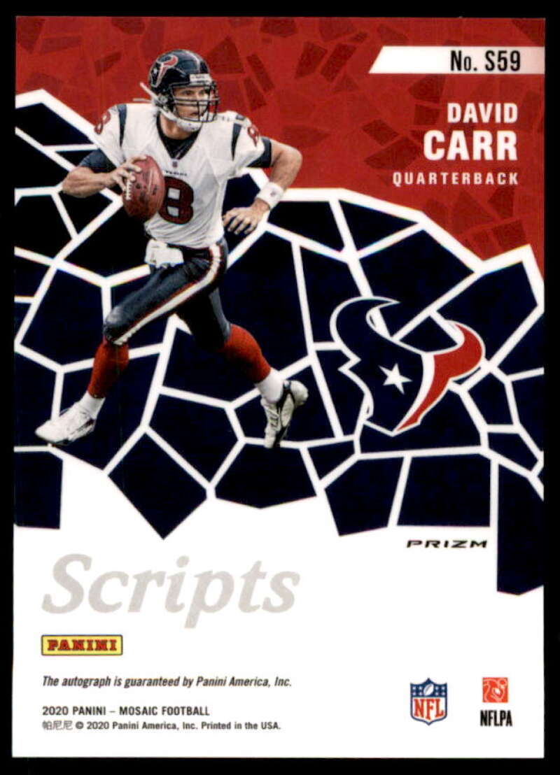 David Carr Card 2020 Panini Mosaic Scripts #59  Image 2