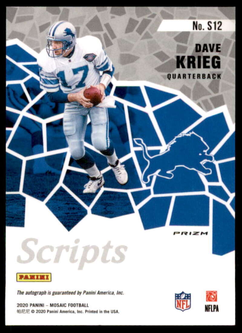 Dave Krieg Card 2020 Panini Mosaic Scripts #12  Image 2