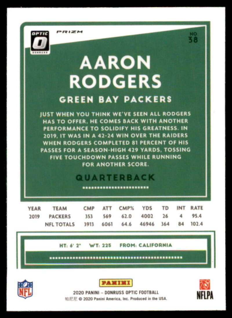 Aaron Rodgers (read) Card 2020 Donruss Optic Holo #38  Image 2