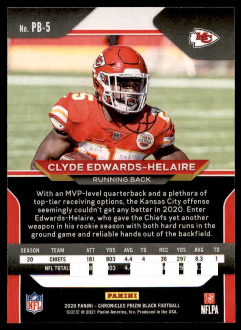 Clyde Edwards-Helaire Rookie Card 2020 Panini Prizm Black #5  Image 2