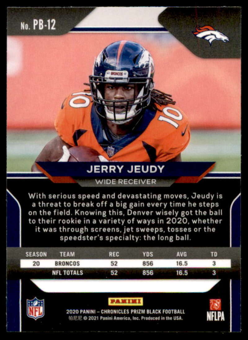 Jerry Jeudy Rookie Card 2020 Panini Prizm Black #12  Image 2