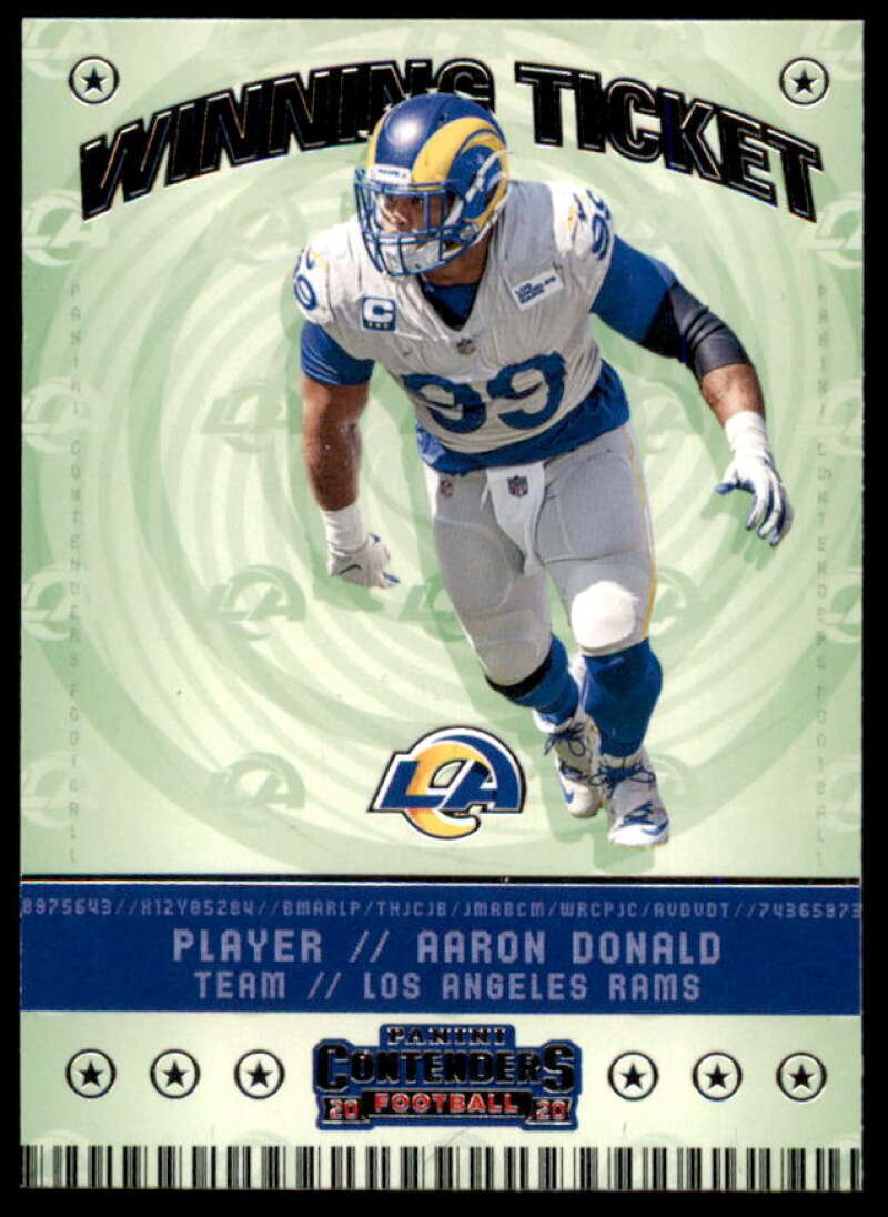 Aaron Donald Card 2020 Panini Contenders Winning Ticket Emerald #10  Image 1