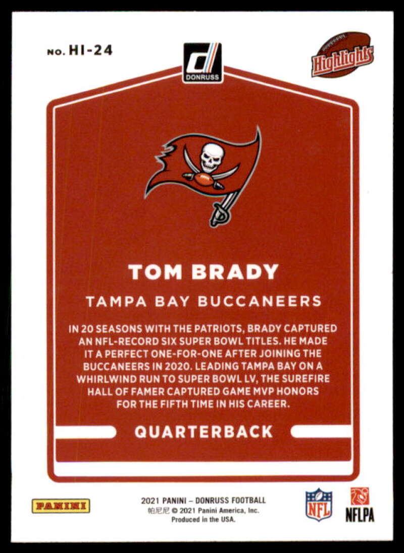 Tom Brady Card 2021 Donruss Highlights #24  Image 2