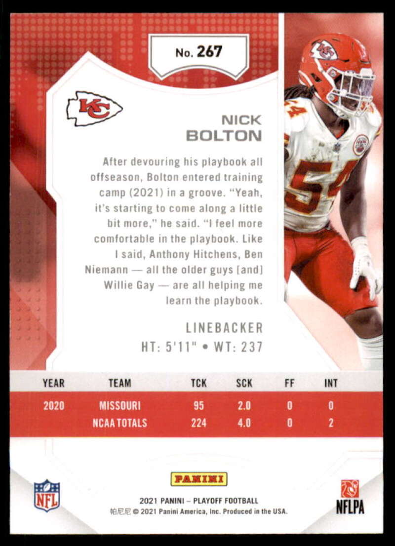 Nick Bolton Rookie Card 2021 Playoff 1st Down #267  Image 2