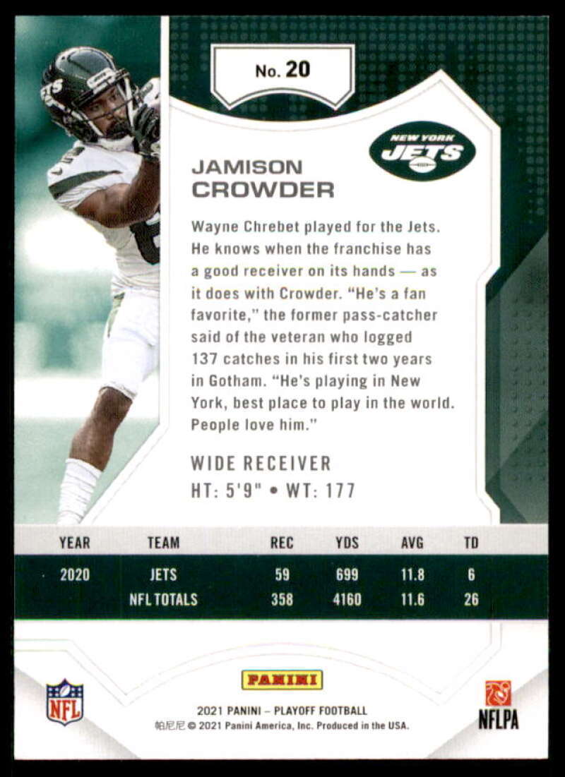 Jamison Crowder Card 2021 Playoff 2nd Down #20  Image 2