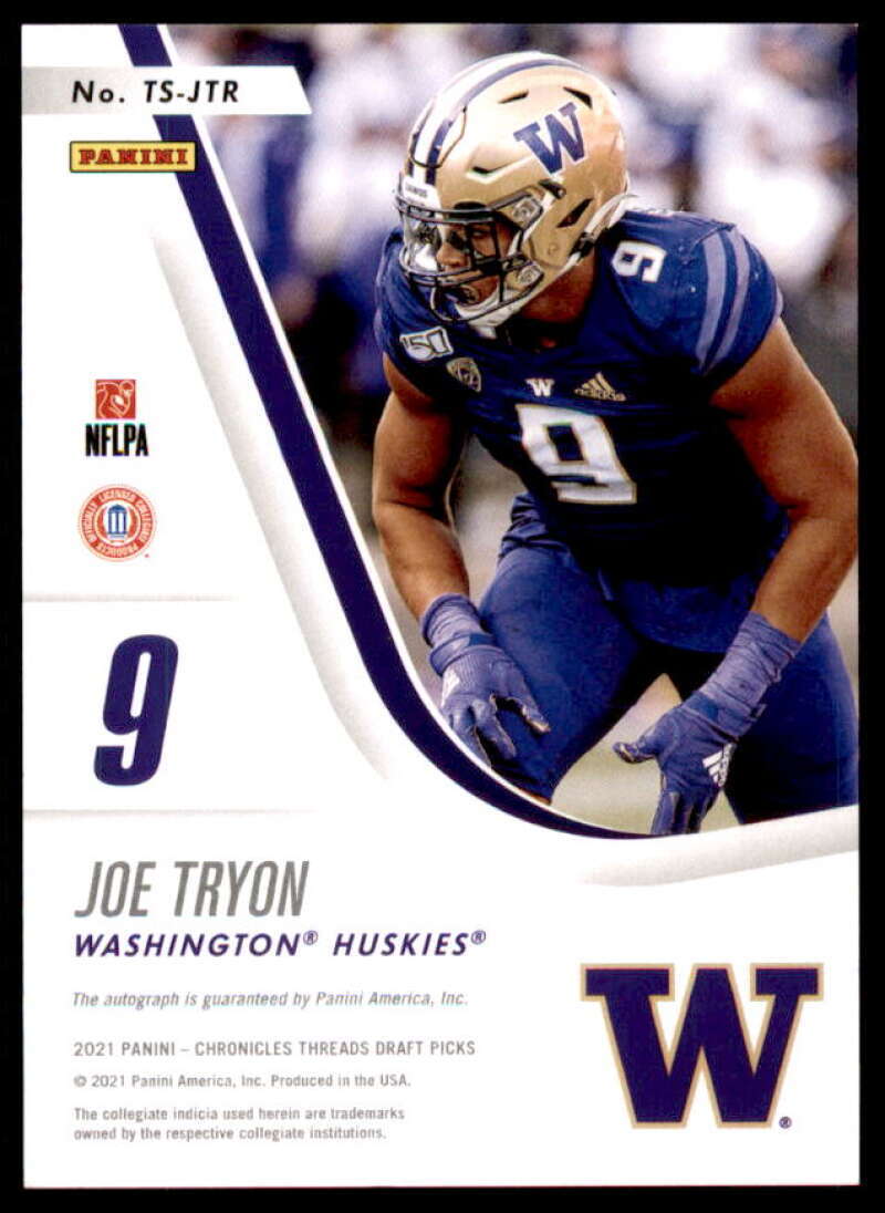 Joe Tryon Rookie 2021 Panini Chronicles Draft Picks Threads Rookie Signatures #5  Image 2