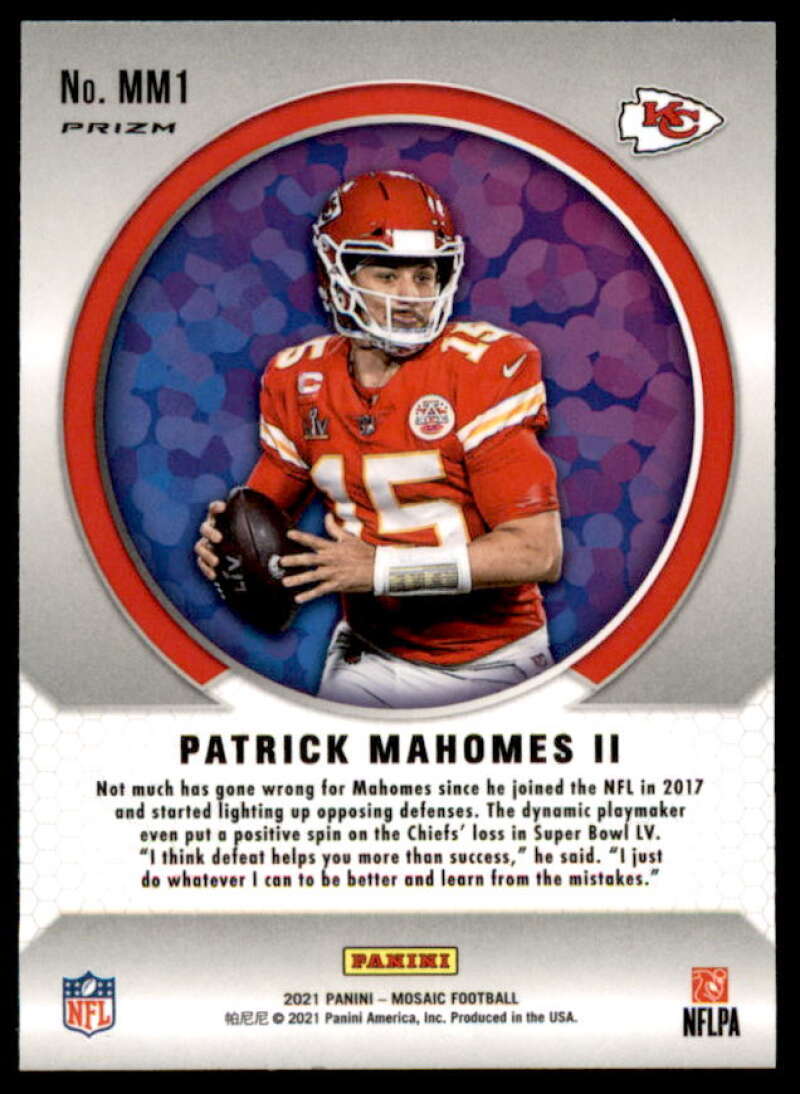 Patrick Mahomes II Card 2021 Panini Mosaic Men of Mastery Silver #1  Image 2