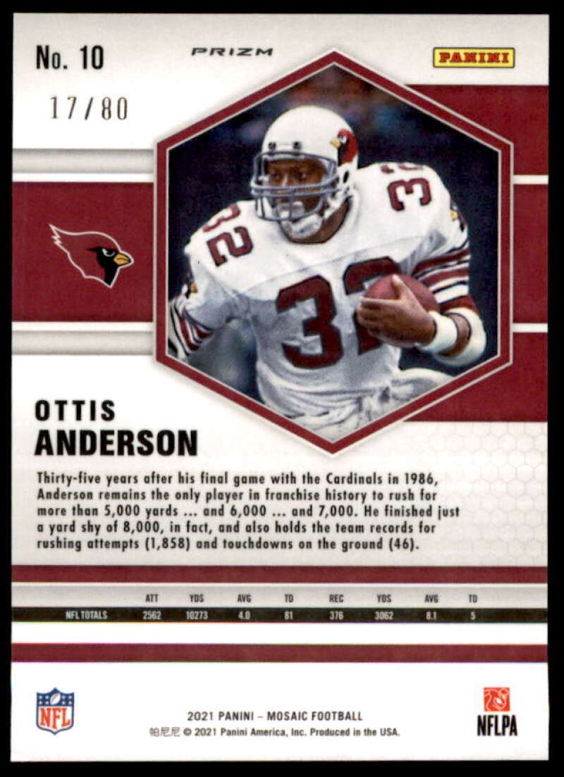 Ottis Anderson Card 2021 Panini Mosaic Mosaic Choice Fusion Red and Yellow #10  Image 2