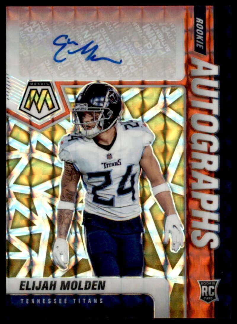 Elijah Molden RC 2021 Mosaic Rookie AU Mosaic Choice Fusion Red and Yellow #95  Image 1