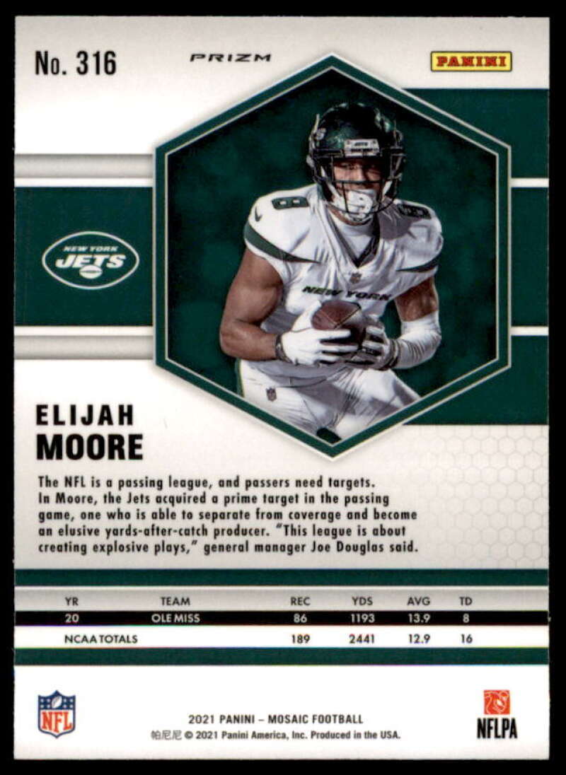 Elijah Moore Rookie Card 2021 Panini Mosaic Mosaic Red #316  Image 2