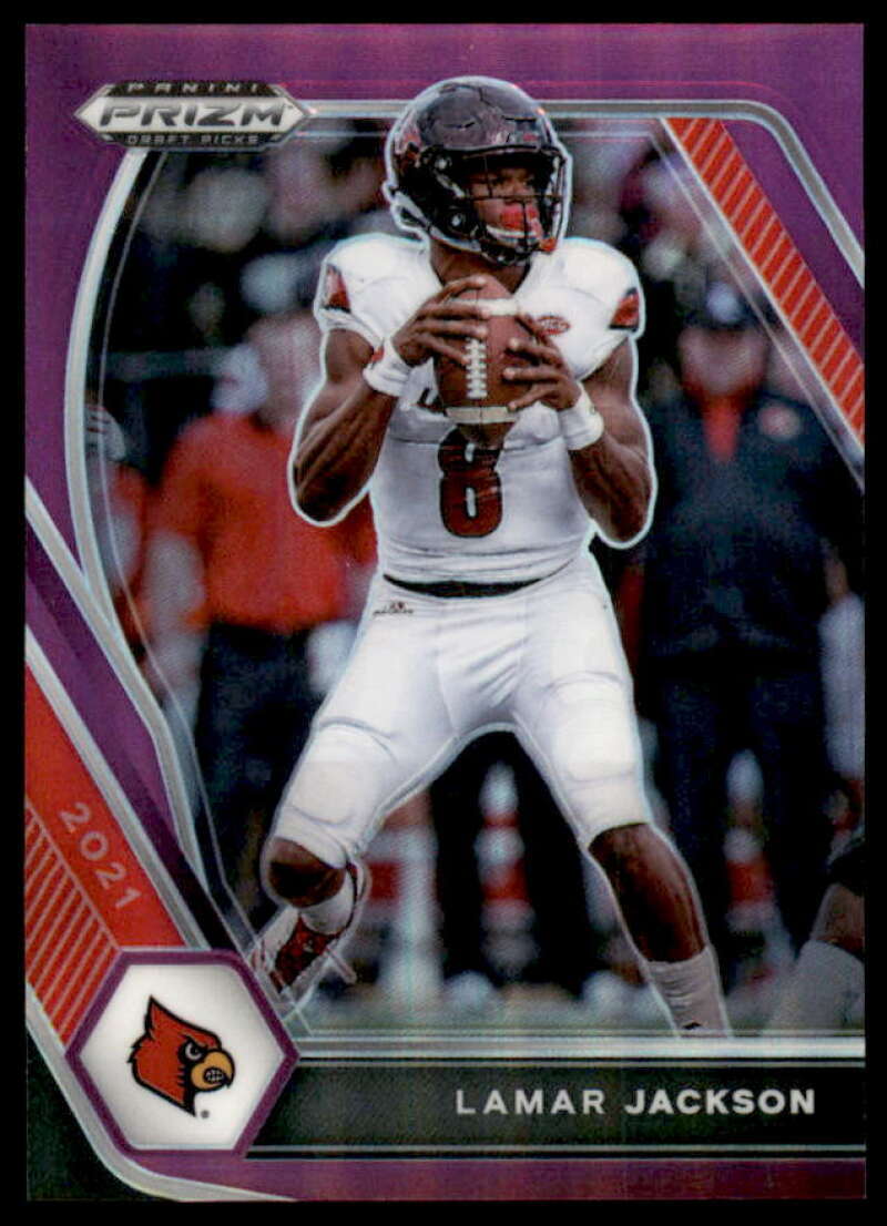 Lamar Jackson Card 2021 Panini Prizm Draft Picks Prizms Purple #26  Image 1