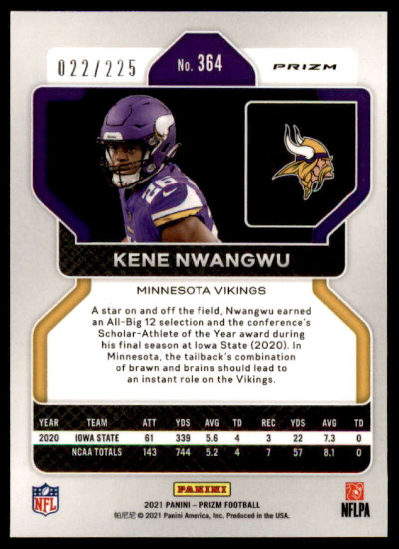 Kene Nwangwu Card 2021 Panini Prizm Prizms Purple Ice #364  Image 2