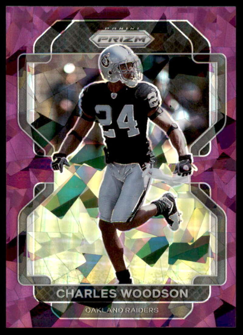 Charles Woodson Card 2021 Panini Prizm Prizms Purple Ice #186  Image 1