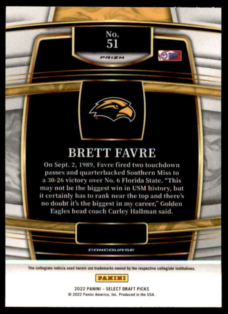 Brett Favre Card 2022 Select Draft Picks Prizms Red Lazer #51  Image 2