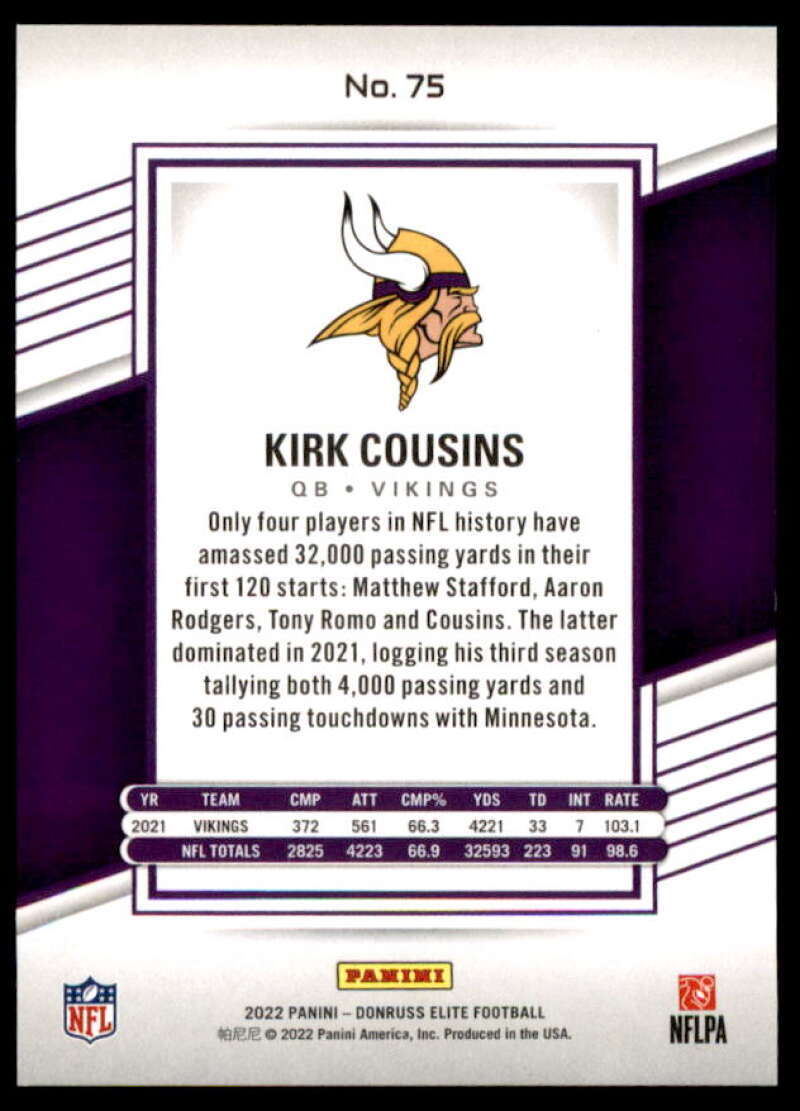 Kirk Cousins Card 2022 Elite Aspirations #75  Image 2