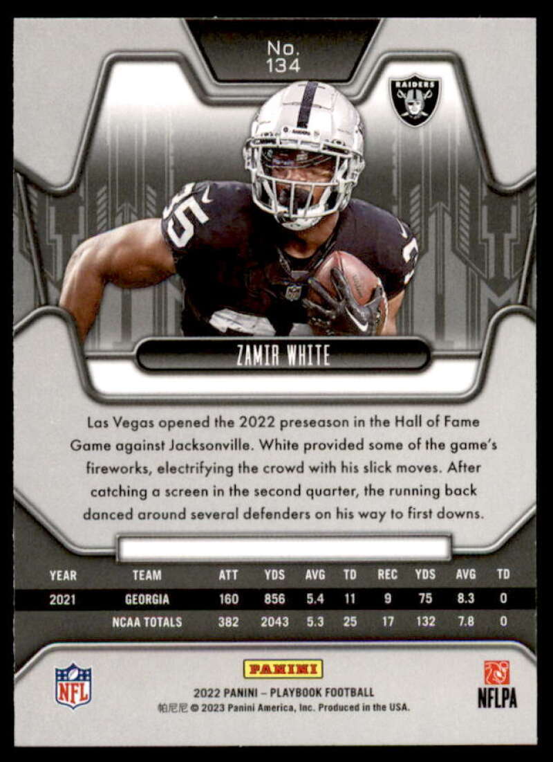 Zamir White Rookie Card 2022 Panini Playbook Holo #134  Image 2