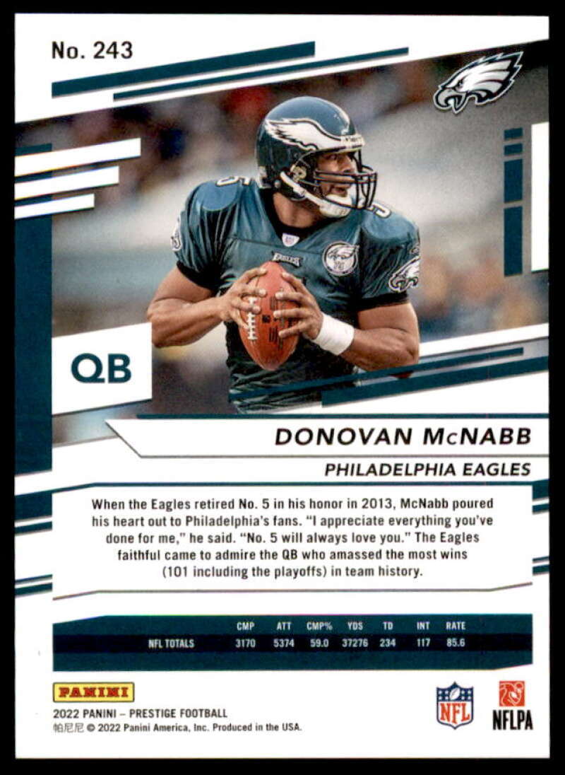 Donovan McNabb Card 2022 Prestige Xtra Points Pink #243  Image 2