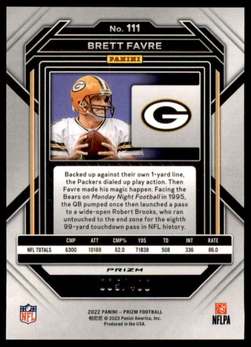 Brett Favre Card 2022 Panini Prizm Prizms Pandora #111  Image 2