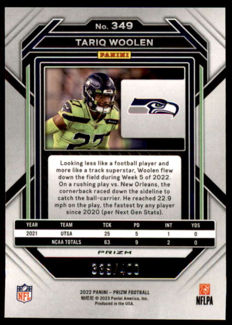 Tariq Woolen Rookie Card 2022 Panini Prizm Prizms Pandora #349  Image 2