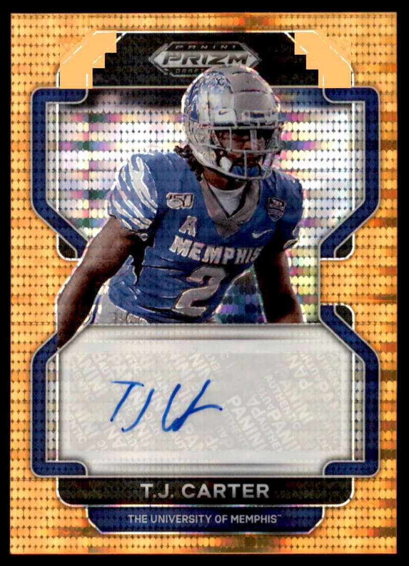 T.J. Carter Rookie 2022 Panini Prizm Draft Picks Autographs Orange Pulsar #164  Image 1