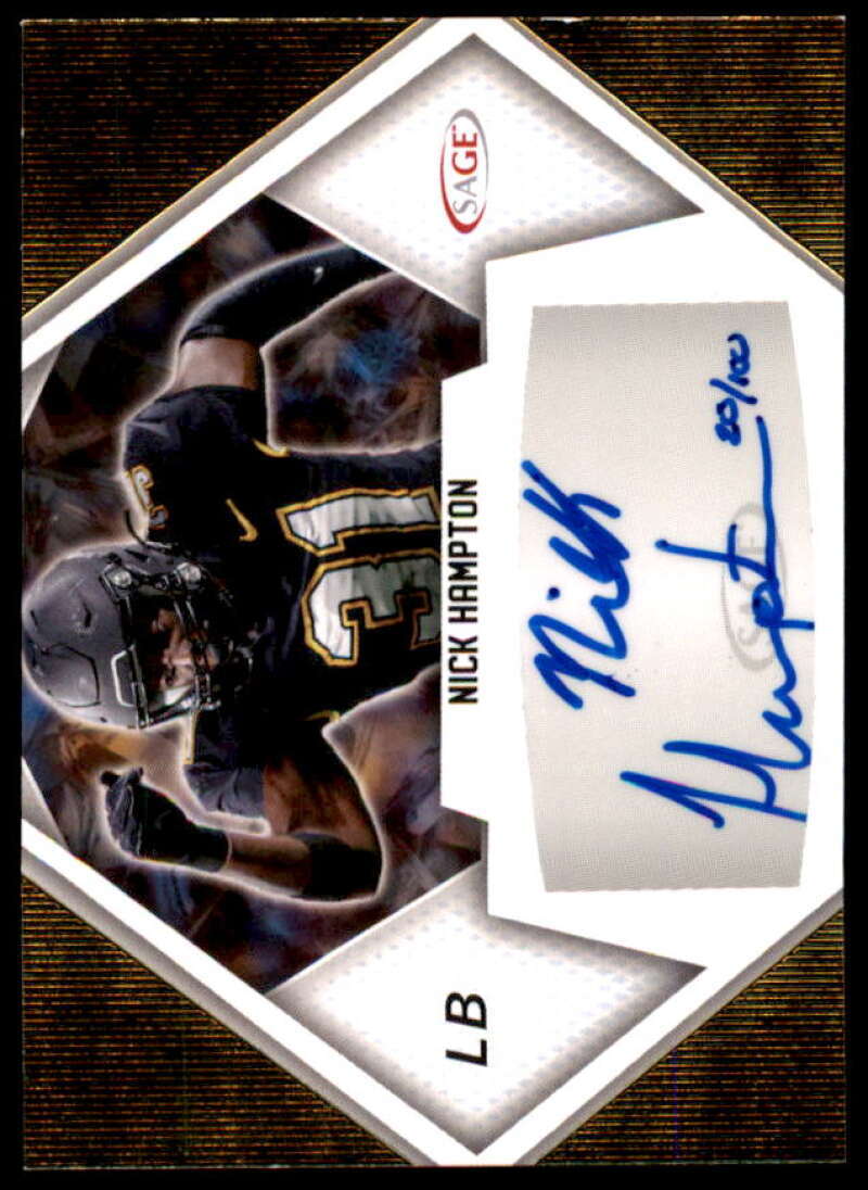 Nick Hampton Rookie Card 2023 SAGE HIT Autographs Gold #A-NH  Image 1