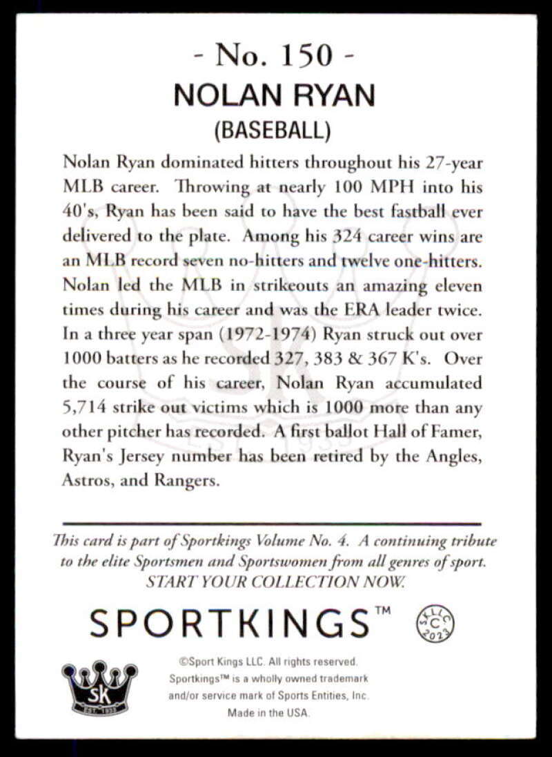 HOF Card 2023 Sportkings Volume 4 Retail Nolan Ryan #150  Image 2