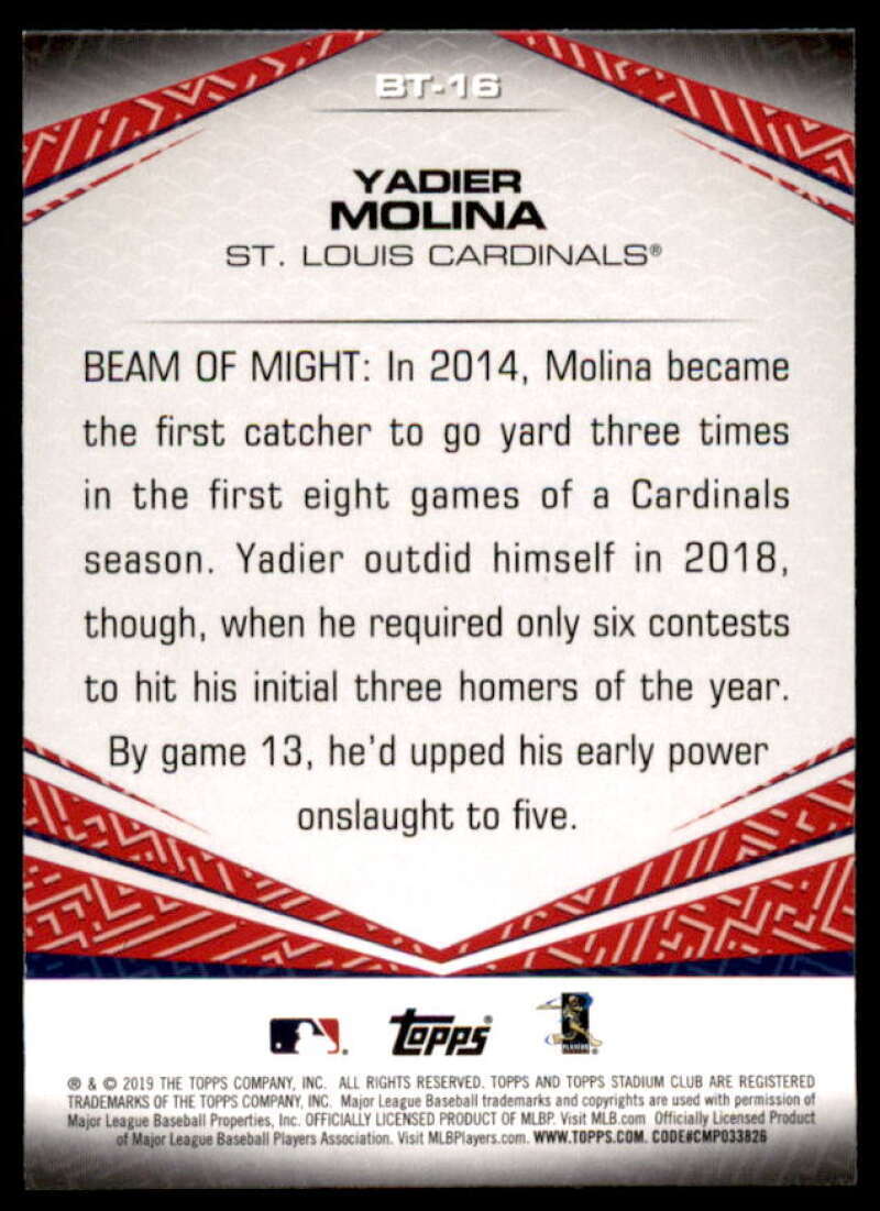 Yadier Molina Card 2019 Stadium Club Beam Team Red #BT16  Image 2