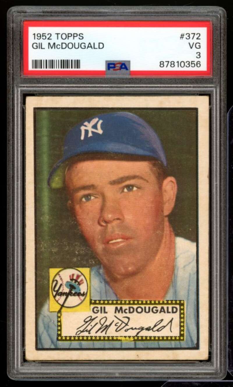 Gil Mcdougald Rookie Card 1952 Topps #372 PSA 3 Image 1