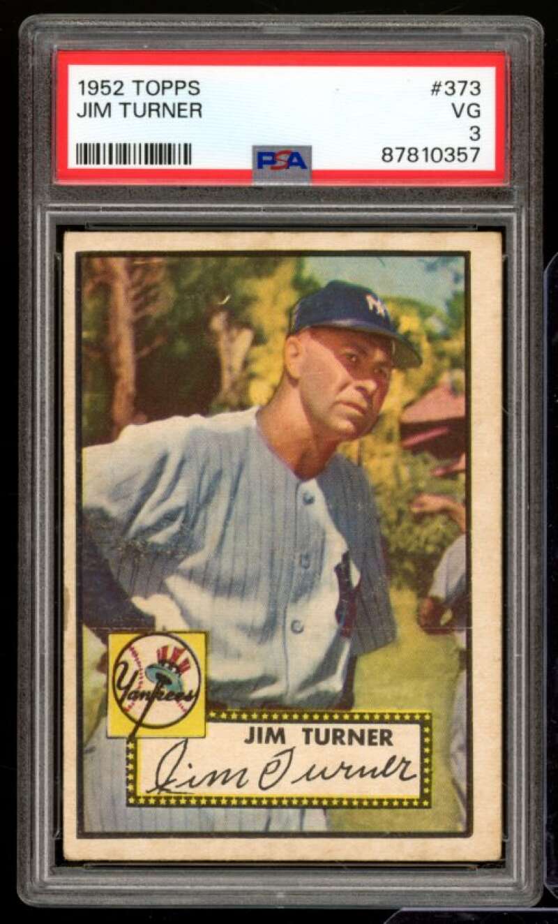 Jim Turner Rookie Card 1952 Topps #373 PSA 3 Image 1