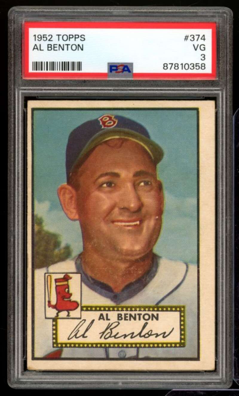 Al Benton Rookie Card 1952 Topps #374 PSA 3 Image 1