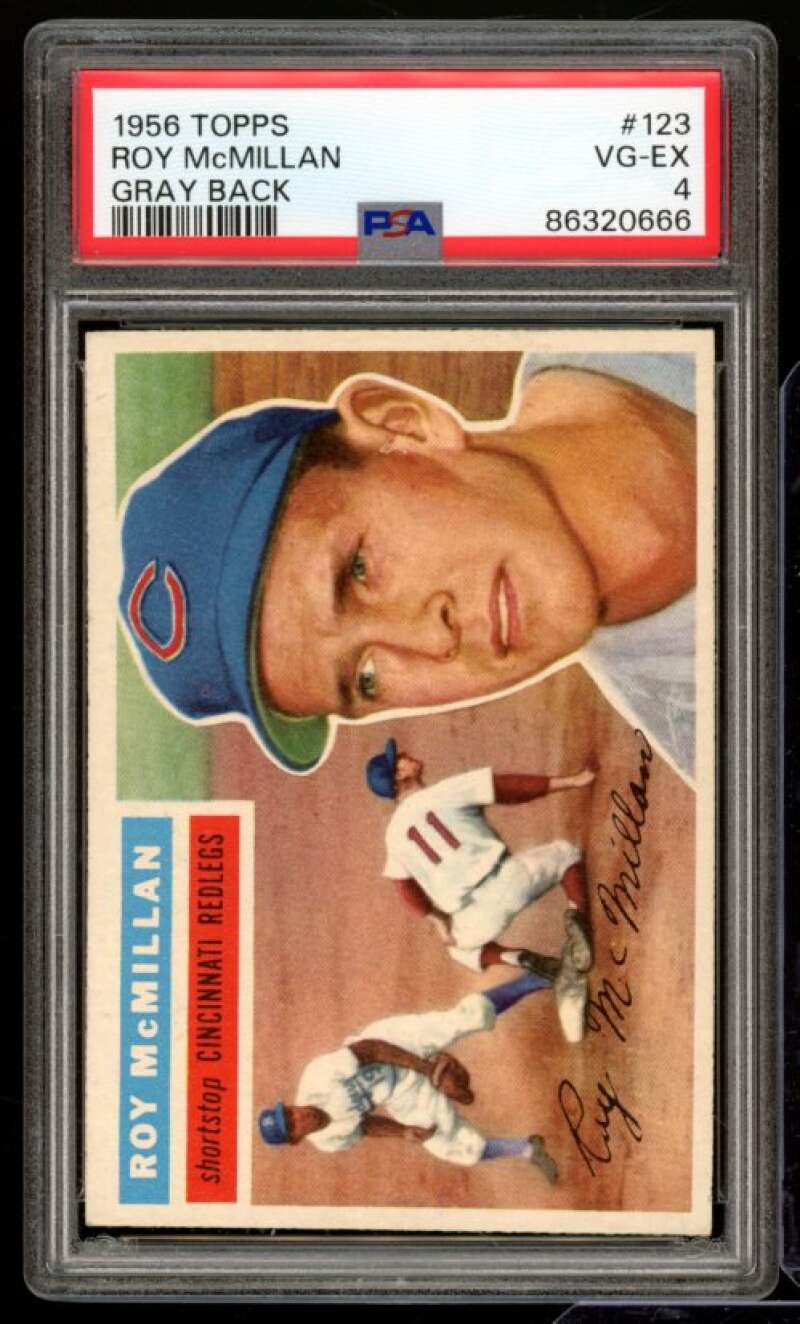 Roy McMillan Card 1956 Topps Gray Back #123 PSA 4 Image 1