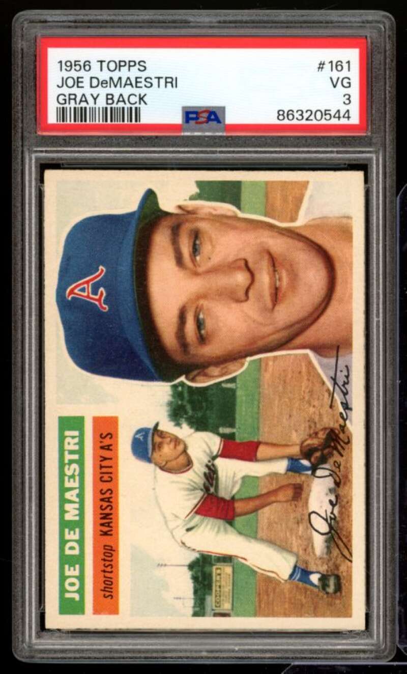 Joe DeMaestri Card 1956 Topps Gray back #161 PSA 3 Image 1