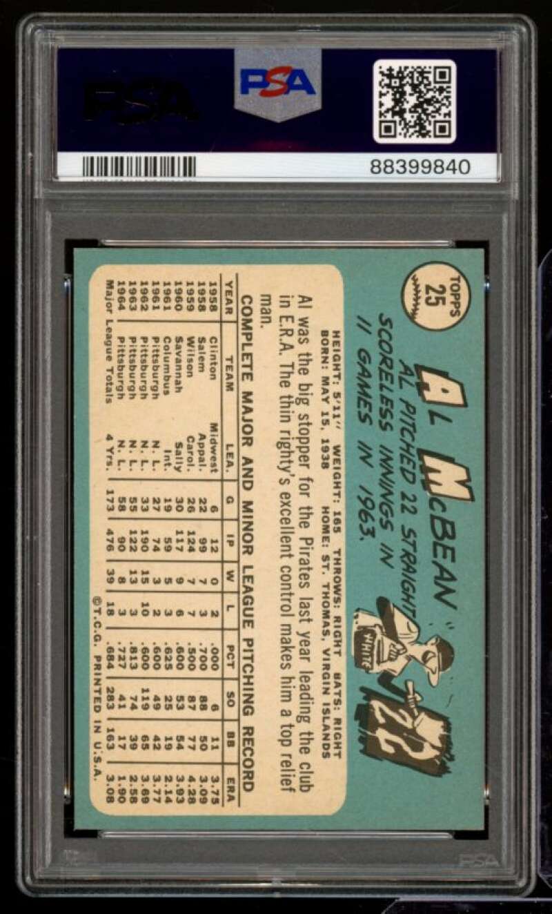 Al McBean Card 1965 Topps #25 PSA 8 Image 2