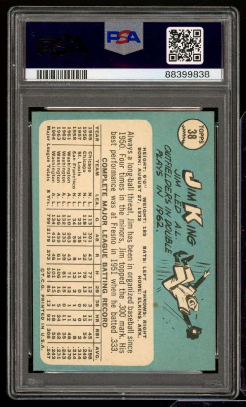 Jim King Card 1965 Topps #38 PSA 7 Image 2