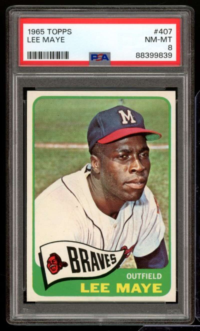 Lee Maye Card 1965 Topps #407 PSA 8 Image 1