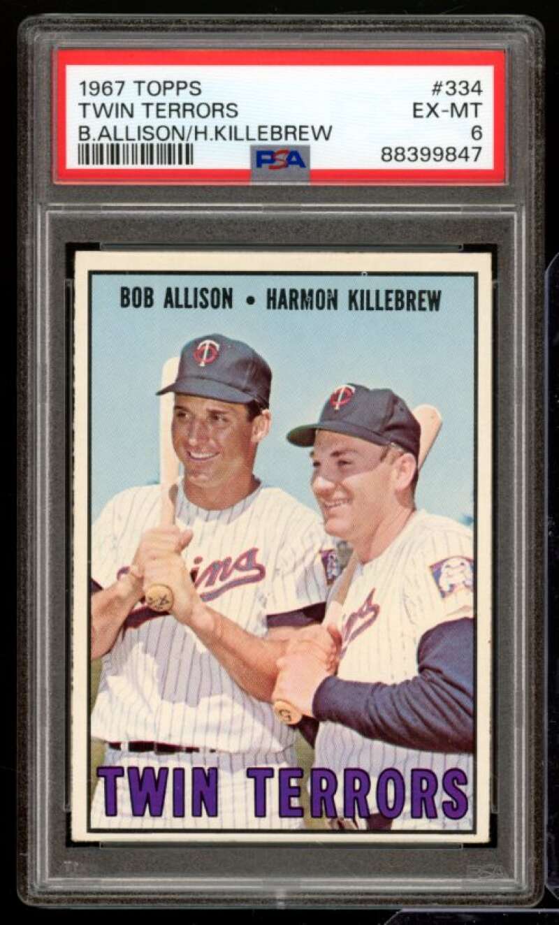 Bob Allison/Harmon Killebrew Card 1967 Topps #334 PSA 6 Image 1