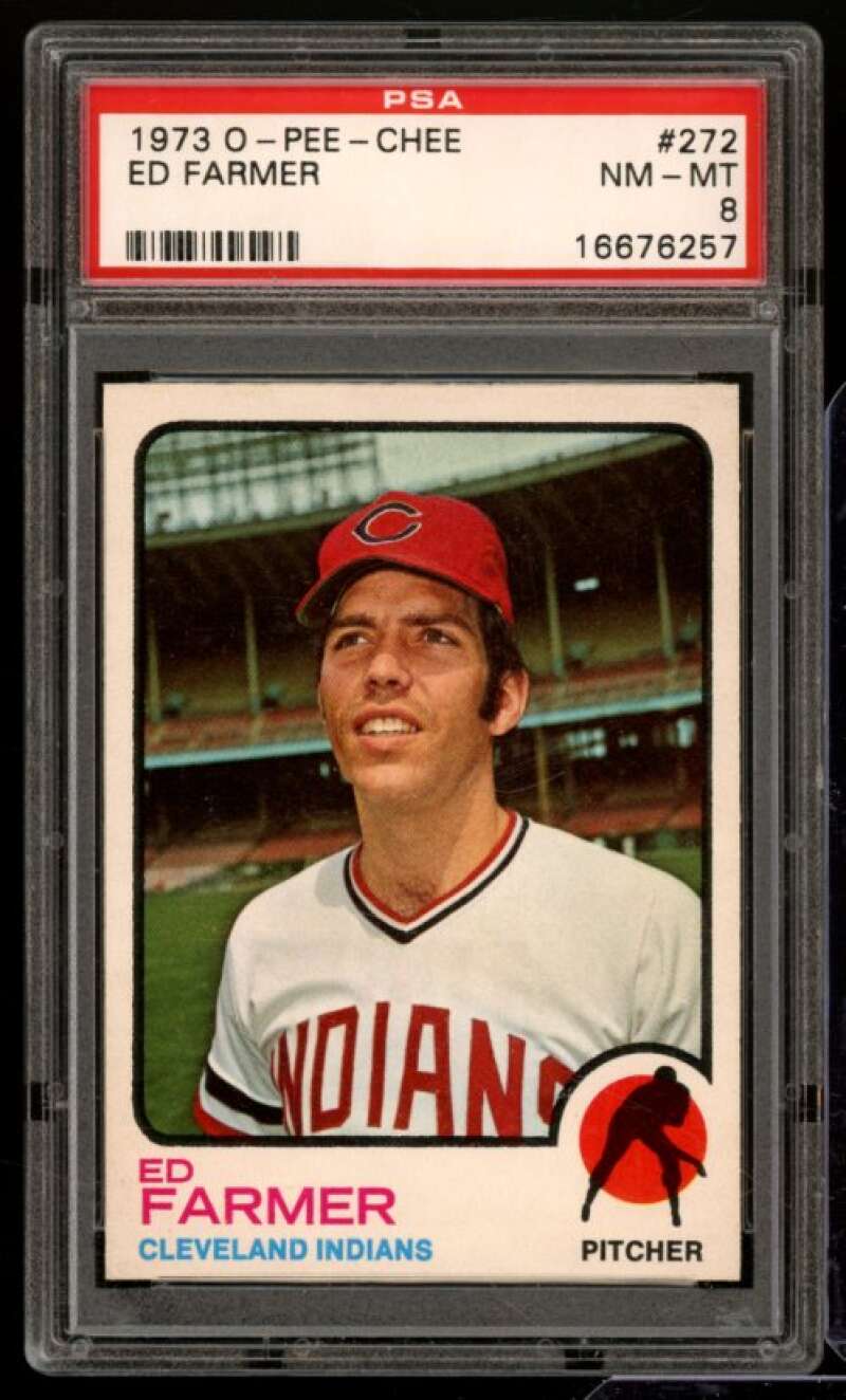 Ed Farmer Card 1973 O-Pee-Chee #272 PSA 8 Image 1