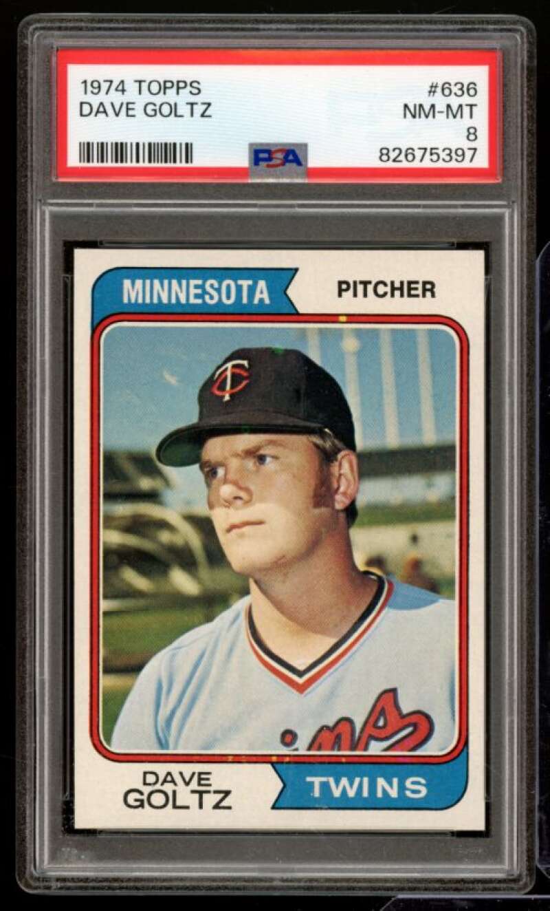 Dave Goltz Card 1974 Topps #636 PSA 8 Image 1