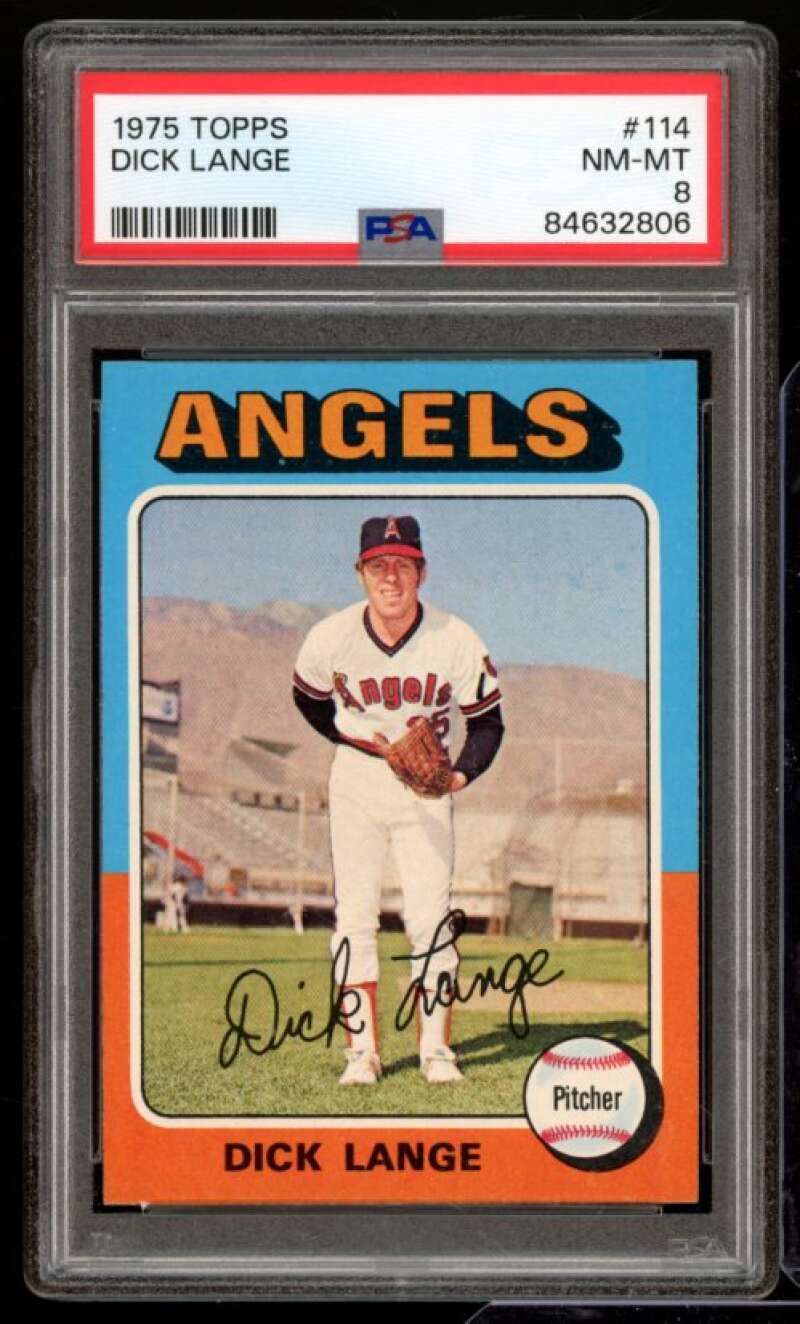 Dick Lange Card 1975 Topps #114 PSA 8 Image 1